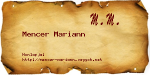 Mencer Mariann névjegykártya